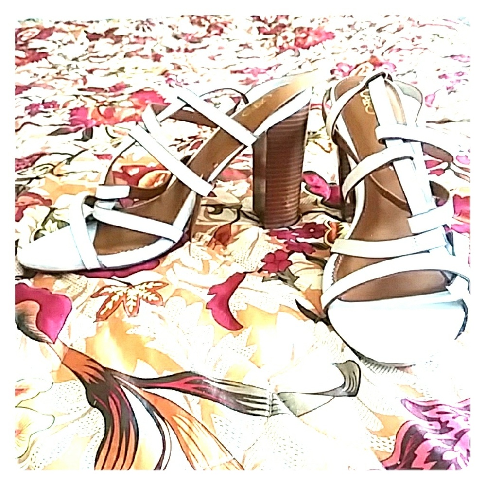 White scrappy heels